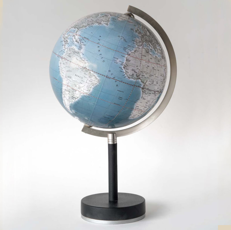 A 10" globe that can come in any colour, this one is traditional blue and green but can be any colour.